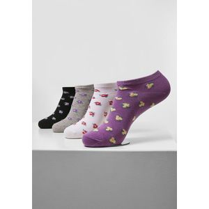 Květinové neviditelné ponožky z recyklované příze 4-balení šedá+černá+bílá+lila obraz