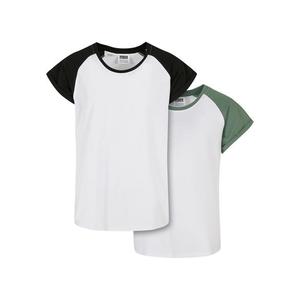 Dívčí kontrastní raglánové tričko 2-balení bílá/slina+bílá/černá obraz