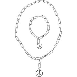 Y Chain Peace náhrdelník a náramek - stříbrné barvy obraz