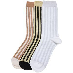 Ponožky s kovovým efektem Stripe Ponožky 3-balení černá/bílá písková/bílá obraz
