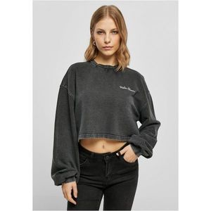 Ladies Cropped Small Embroidery Terry Crewneck black obraz