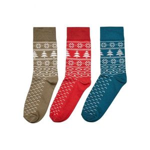 Ponožky s norským vzorem po 3 baleních obrovská červená/jaspis/tiniolive obraz