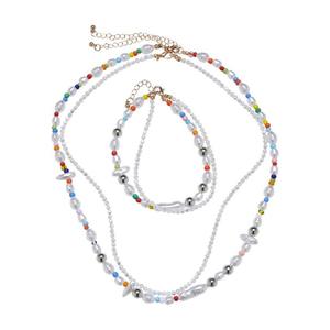 Různé perleťové vrstvení náhrdelník a kotník Set vícebarevné obraz