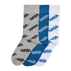 Celoplošné dětské ponožky NASA, 3 balení, zářivě modrá/šedá/bílá obraz