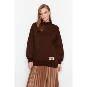 Trendyol Brown Oversize Knitted Pile Sweatshirt obraz