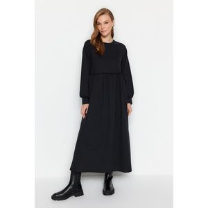Trendyol Black Knitted Dress with Cutout Waist obraz