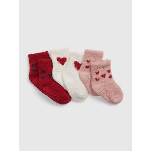 Sada tří párů holčičích ponožek v červené, bílé a růžové barvě GAP obraz