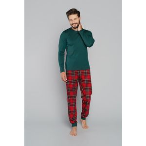 Pánské pyžamo Narwik, dlouhý rukáv, dlouhé nohavice - zelená/potisk obraz