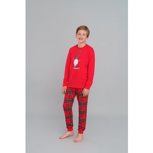 Chlapecké pyžamo Narwik, dlouhý rukáv, dlouhé nohavice - červená/potisk obraz