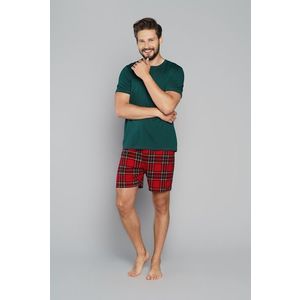Pánské pyžamo Narwik, krátký rukáv, krátké nohavice - zelená/potisk obraz
