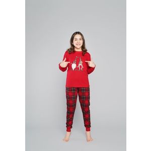 Santa pyžamo pro dívky, dlouhý rukáv, dlouhé kalhoty - červená/potisk obraz