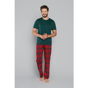 Pánské pyžamo Narwik, krátký rukáv, dlouhé nohavice - zelená/potisk obraz