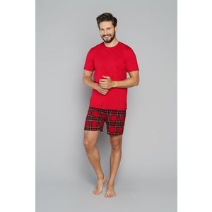 Pánské pyžamo Narwik, krátký rukáv, krátké nohavice - červená/potisk obraz
