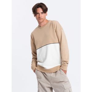 Ombre Men's OVERSIZE sweatshirt with contrasting color combination - beige obraz