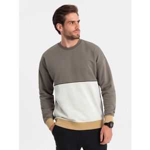 Ombre Men's OVERSIZE sweatshirt with contrasting color combination - khaki obraz