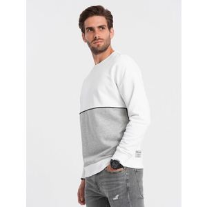 Ombre Men's OVERSIZE sweatshirt with contrasting color combination - white and gray obraz