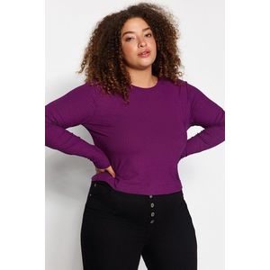 Trendyol Curve Damson Bodycone Ribbed Knitted Blouse obraz