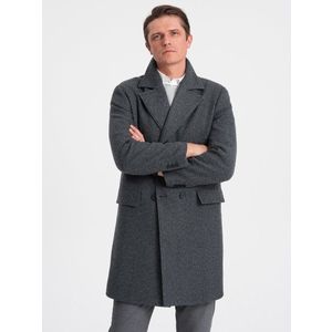 Ombre Men's double-breasted lined coat - graphite obraz