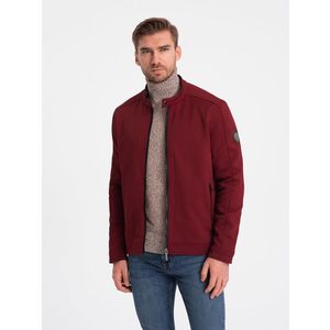 Ombre Men's BIKER jacket in structured fabric - maroon obraz