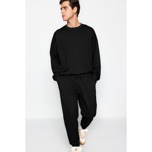 Trendyol Black Tracksuit Oversize/Wide-Fit Long Sleeve Labeled Fleece Inner obraz