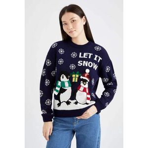 DEFACTO Regular Fit vánoční svetr s kulatým výstřihem obraz