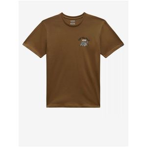 Hnědé pánské tričko s potiskem VANS Camp Site - Pánské obraz