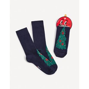 Tmavě modré pánské vzorované ponožky Celio Vánoční obraz