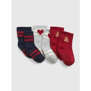 Sada tří párů holčičích vzorovaných ponožek v červené, šedé a tmavě modré barvě GAP obraz