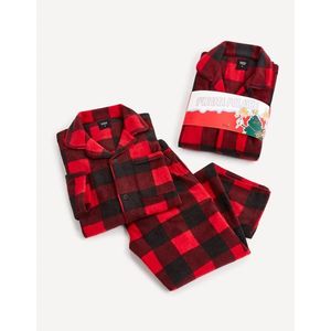 Černo-červené pánské kostkované pyžamo ve vánočním balení Celio obraz