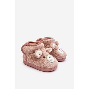 Dětské zateplené pantofle s medvídkem, růžová Eberra obraz