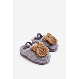 Dětské kožešinové papuče s medvídkem, Grey Dicera obraz