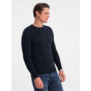 Ombre Classic men's sweater with round neckline - navy blue obraz