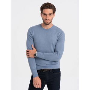 Ombre Classic men's sweater with round neckline - light blue obraz