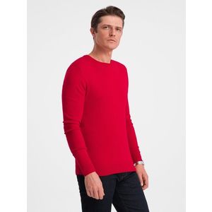 Ombre Classic men's sweater with round neckline - red obraz