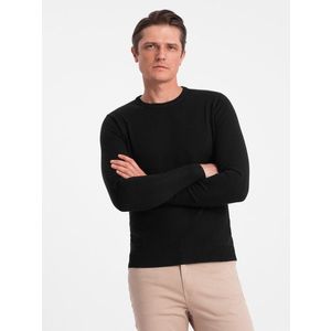 Ombre Classic men's sweater with round neckline - black obraz