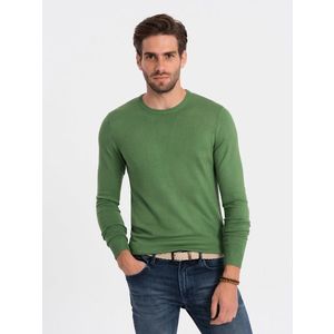 Ombre Classic men's sweater with round neckline - green obraz