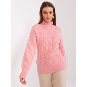 Světle růžový dámský svetr s manžetami obraz