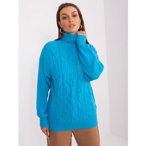 Modrý dámský svetr s manžetami obraz