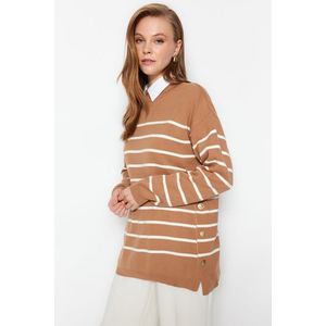 Trendyol Camel pruhovaný pletený svetr obraz