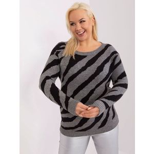 Šedý dámský svetr nadměrné velikosti se zvířecím potiskem obraz