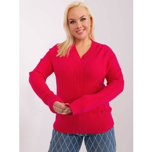 Fuchsiový dámský svetr větší velikosti s manžetami obraz