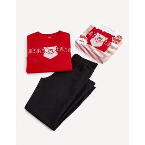 Černo-červené pánské vzorované pyžamo v dárkovém balení Celio obraz