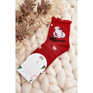 Dámské lesklé vánoční ponožky se sněhulákem červeným obraz