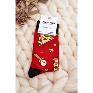 Pánské ponožky s pizza vzory červené obraz