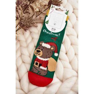 Dámské vánoční ponožky s medvídkem, zelené obraz
