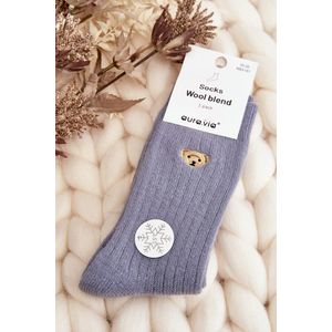 Dámské silné ponožky s medvídkem, modré obraz