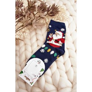 Dámské ponožky s Santa Clausem, tmavě modrá obraz