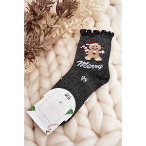 Dámské lesklé vánoční ponožky černé obraz