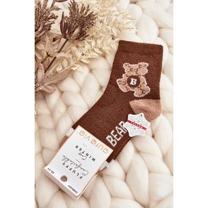 Mládežnické teplé ponožky s medvídkem, hnědé obraz