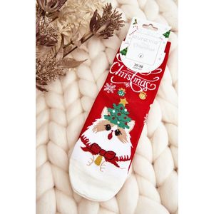 Dámské vánoční ponožky s červeným koťátkem obraz